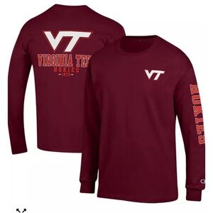 Virginia Tech Hokies Team Stack Mens Maroon Sz M Long Sleeve Tee NEW
